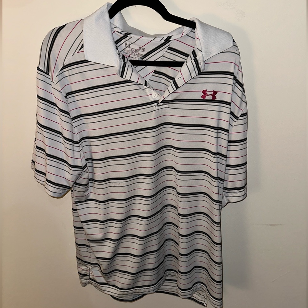 Large Striped Under Armor Polo Shirt